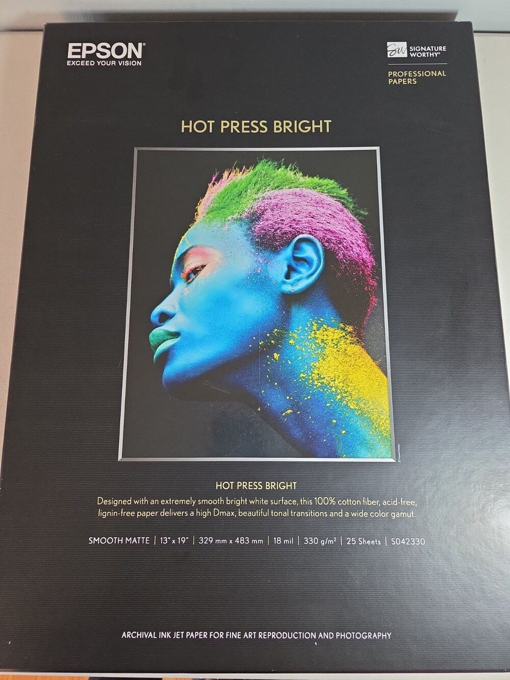 Epson S042330 Hot Press Bright 13" x 19" Archival Ink Jet Paper - Open 14 Sheets